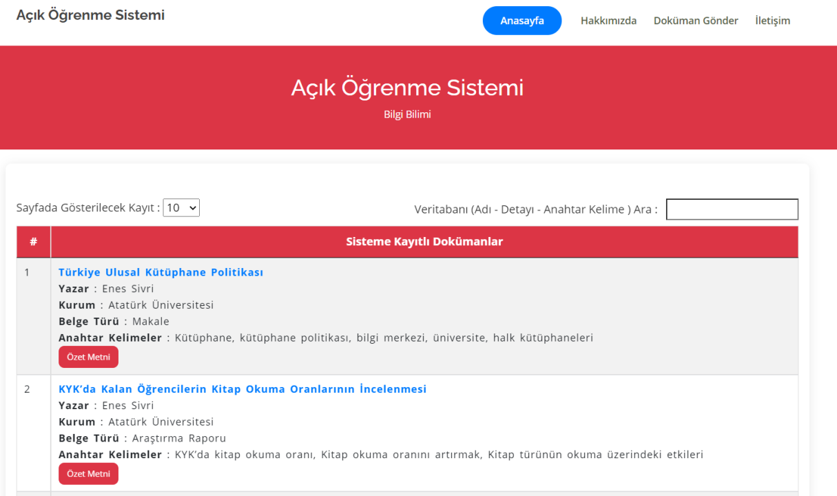 Bir Açık Erişim Denemesi: Bilgi Bilimi Açık Öğrenme Sistemi